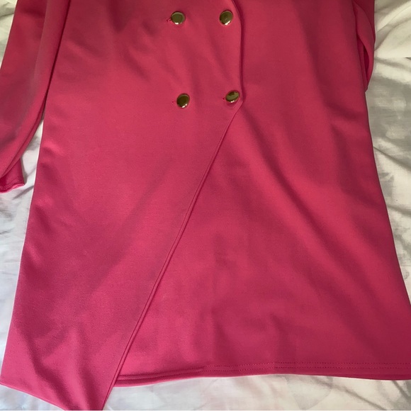 NWT Boohoo Hot Pink Asymmetric Hem Tailored Blazer Dress - Picture 7 of 9